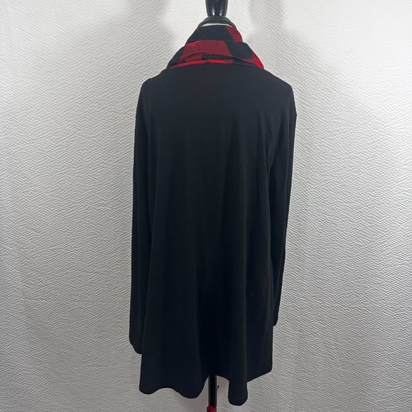 Bebonnie Buffalo Check Long Slv Cowl Neck Warm Splicing Tunic Top with Buttons - Picture 10 of 14